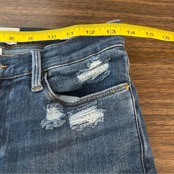 ❤️ Frame Denim Blue Skinny Jeans with Distressed Details Le High Skinny 27x28 - Picture 6 of 9